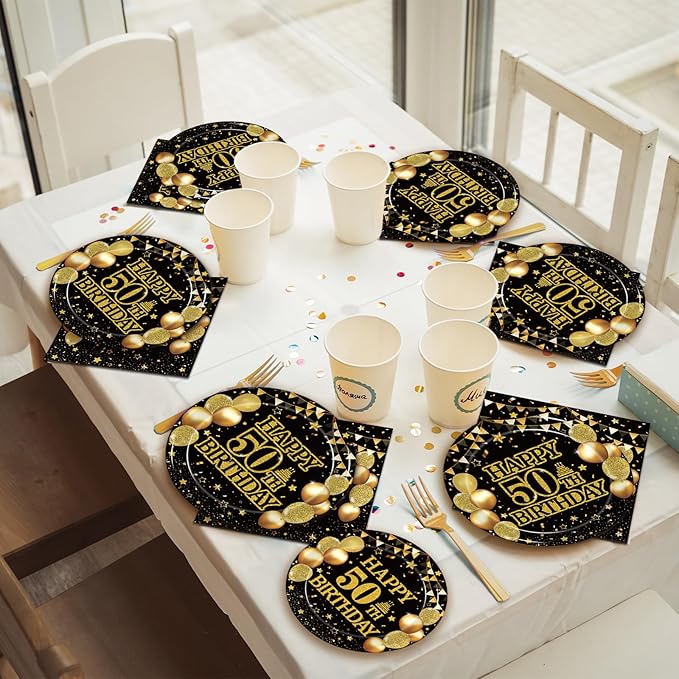 96Pcs 50th Birthday Party Tableware Set, Back in 1976 Birthday Party