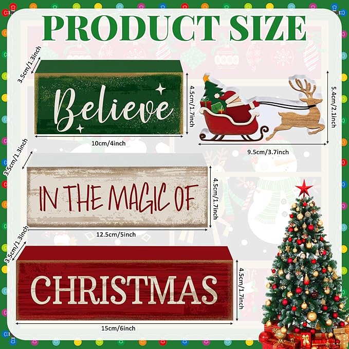 4 Pcs Christmas Table Decoration Wooden Santa Claus Decor Christmas