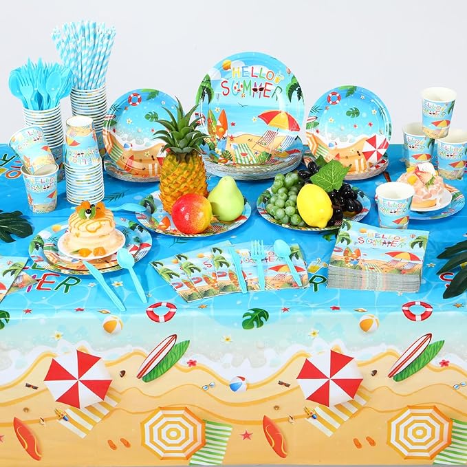 452 Pcs Hello Summer Party Decorations Beach Party Supplies for 50