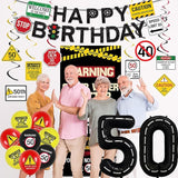 50th Birthday Decorations Men Women Caution Logos Happy 50th