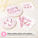 Greencian 96Pcs Ballerina Birthday Party Supplies Pink Dancing Girl