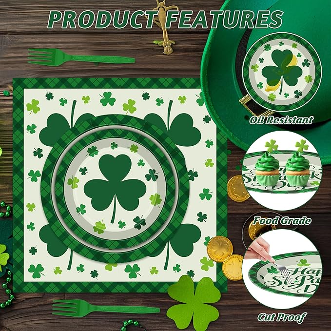 122 Pcs St Patricks Day Decorations Serves 30 Disposable St Patricks