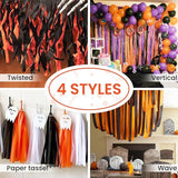 PartyWoo Orange Crepe Paper Streamers 4pcs 328ft Pack of Orange Crepe