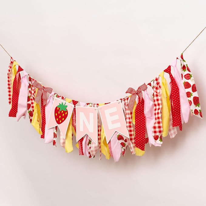 Strawberry First Birthday High Chair Banner Sweet Berry 1st Birthday