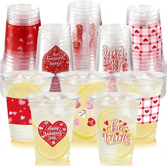 100Pcs Valentine's Day Party Decoration Cups 12oz Pink Red