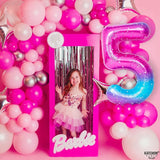 KatchOn, Rainbow Number 5 Balloon - Giant, 40 Inch | Pink Blue Number