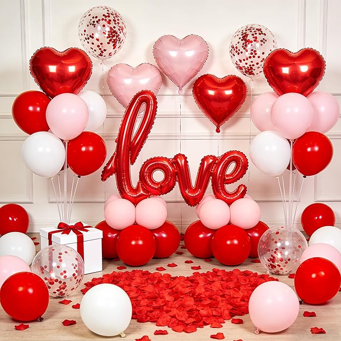 Valentine's Day Decorations Balloons Kit with Red and Pink Heart
