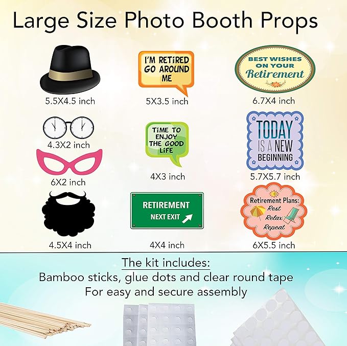 Scapa Pro Retirement Photo Booth Props 36 pc Party Supplies for