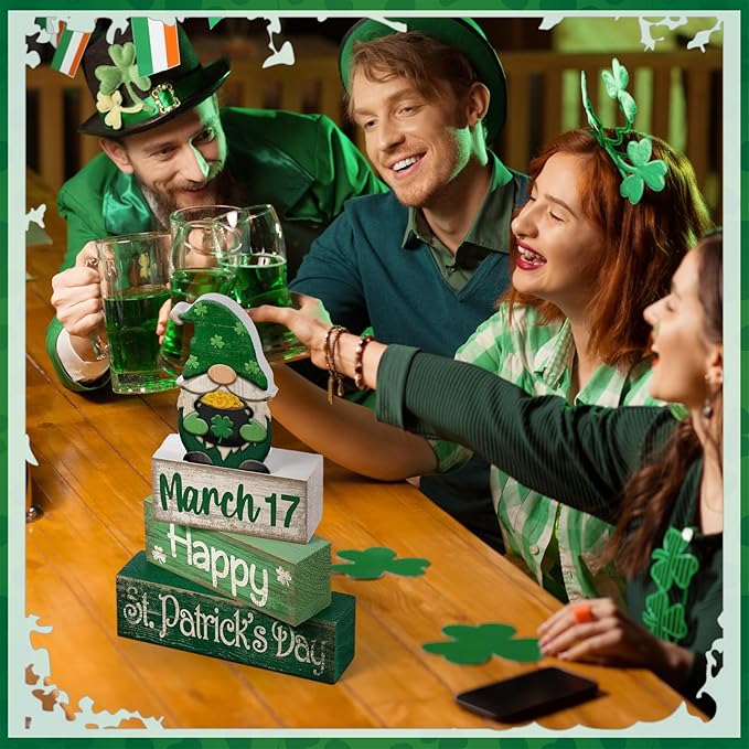 4 Pcs St Patricks Day Table Decoration Wooden St Patrick's Day