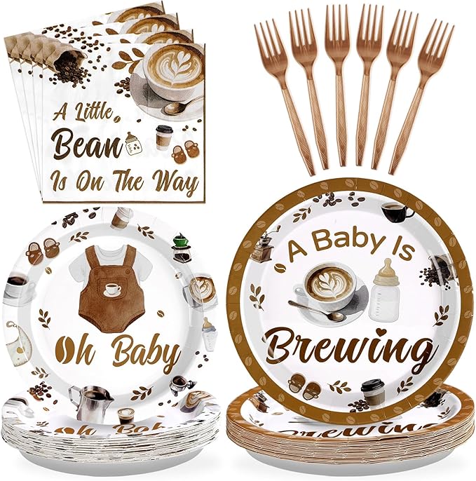 Coffee Baby Shower Decorations 96Pcs A Baby Is Brewing Baby Shower