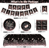 123 Pack Black and Rose Gold Party Supplies Pink Birthday Party