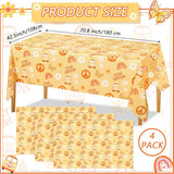 4 Pcs Stay Groovy Tablecloth Retro Hippie Boho Party Table Covers
