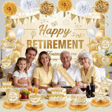 20pcs Retirement Party Decorations for Women Men Gold Happy