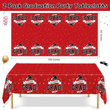 QZYL 2 PCS Graduation Tablecloth, 108" X 54" Red Graduation Table