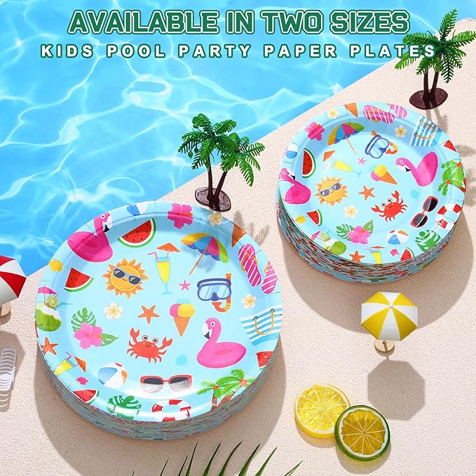 120 Pcs Summer Party Paper Plates Disposable Round