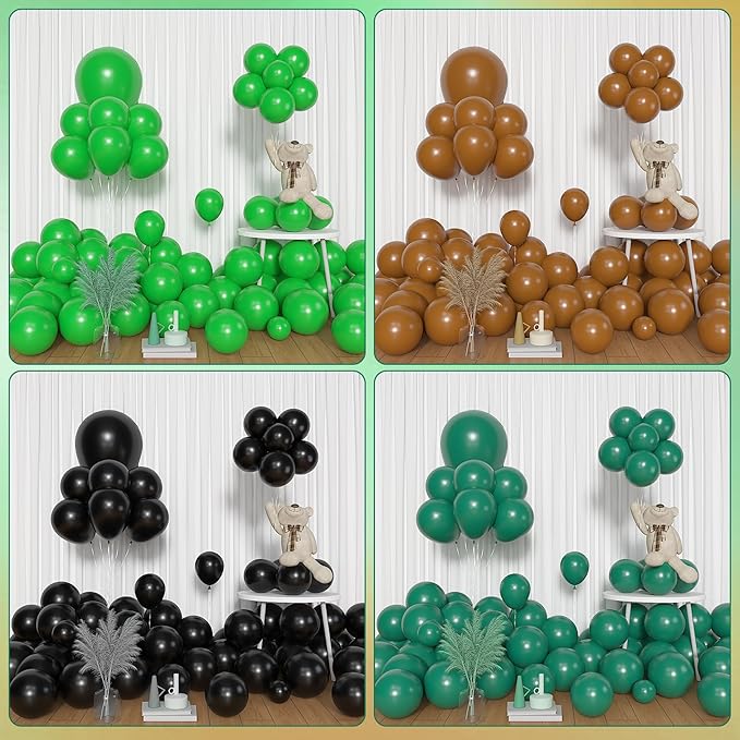 Amandir 153pcs Green and Brown Balloon Garland Arch Kit, Different