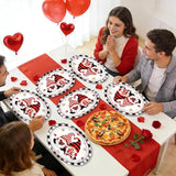 50 PCS Valentine's Day Oval Paper Plates 10 x 12 Gnomes Heart Plates