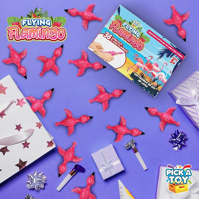 PICK A TOY 36 Pcs Flamingo Party Favors Toys for Kids Bird Shooter