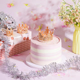 6 Pcs Crown Cake Topper Artificial Pearl Rhinestone Small Tiara Cake