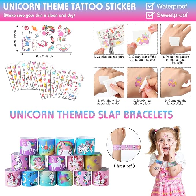195 Pcs Unicorn Party Favors Bags Birthday Includes Plastic Cup with