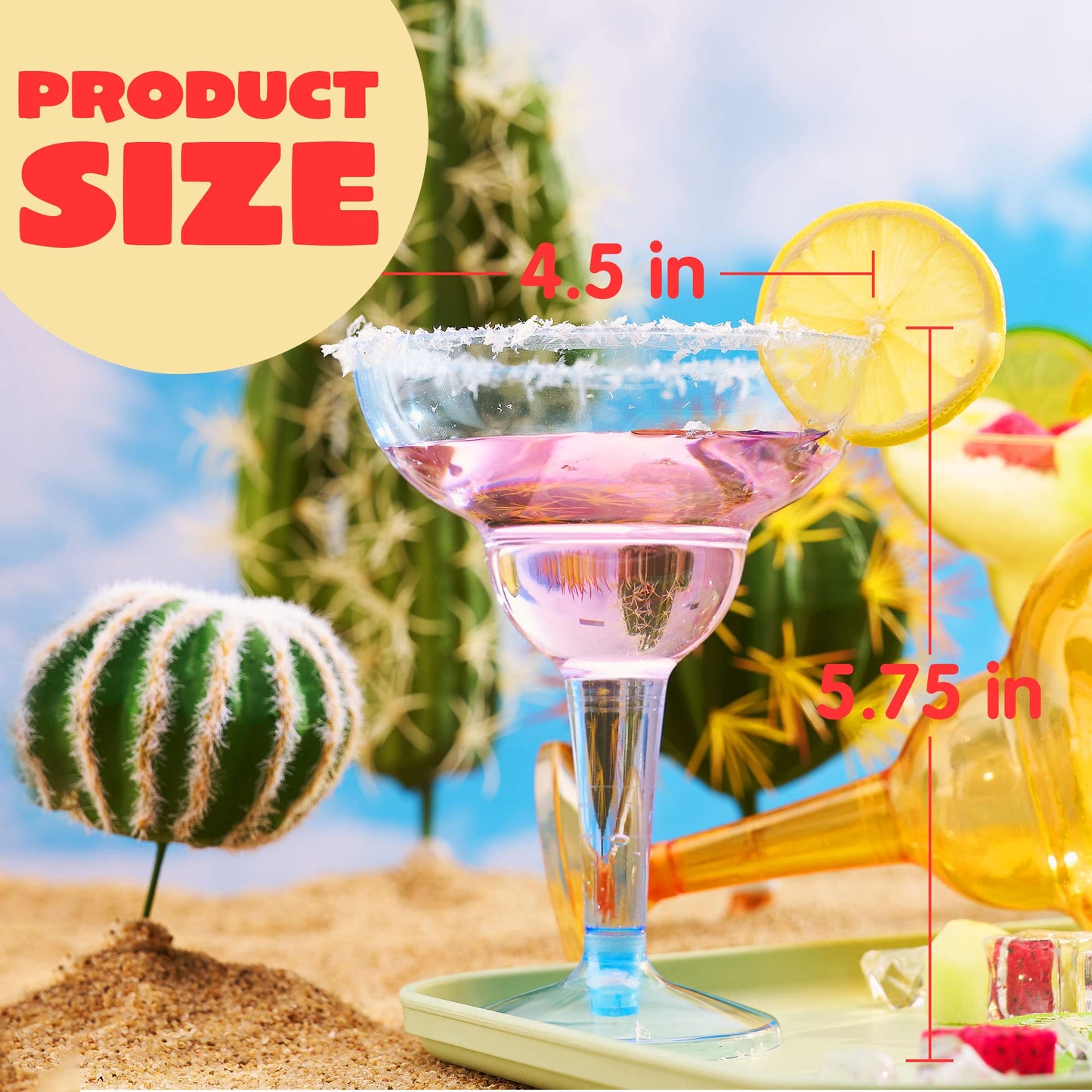 JOYIN 48PCS Plastic Margarita Glasses Cups, 12 oz Neon Disposable