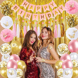 Pink and Gold Birthday Party Decorations for Women with Happy