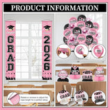 Graduation Decorations 2026 Pink Graduation Party Decor Set include