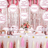 96Pcs Pink Bow 1st Birthday Party Decorations Cute Coquette Birthday