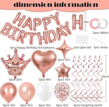 Rose Gold Birthday Decorations 3D Foil Rose Gold Happy Birthday