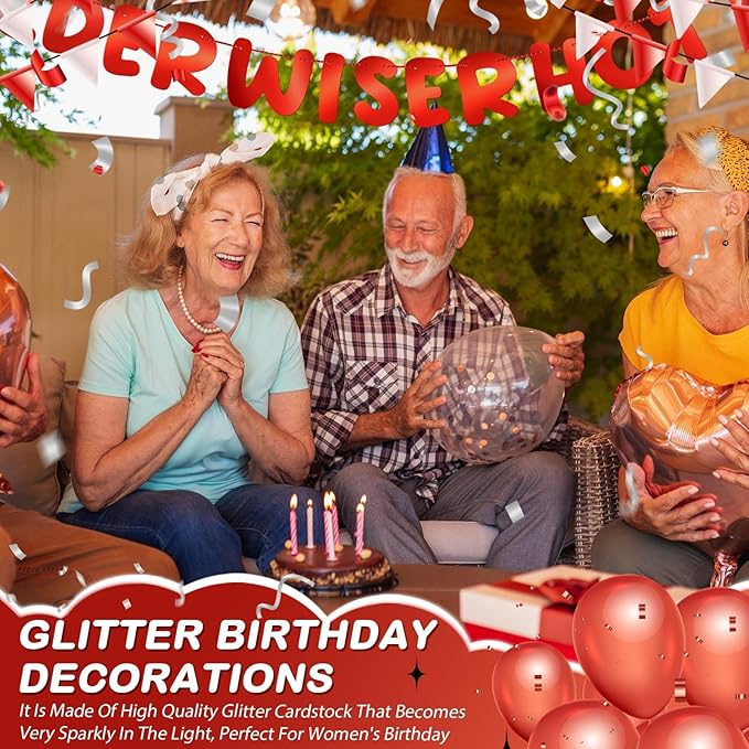 Fulmoon Set of 3 Pre Strung Older Wiser Hotter Glitter Banner Funny #4