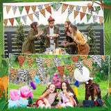 5 Pcs Jungle Zoo Animal Print Decoration Safari Birthday Banner Wild