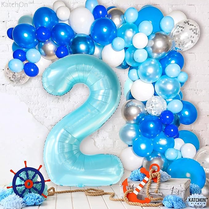 KatchOn Giant Light Blue Number 2 Balloon - 40 Inch | Light Blue 2