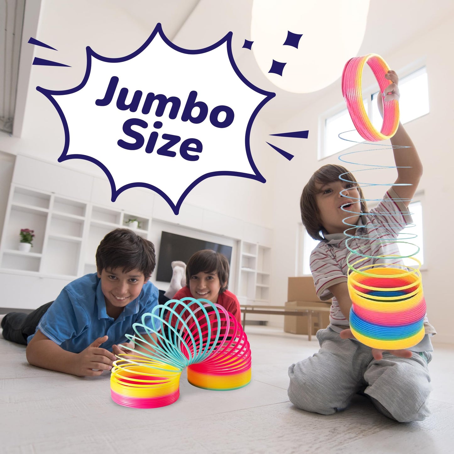 Jumbo Rainbow Spring Coil Toy - (4-Pack) 6" Plastic Giant Spring Coil