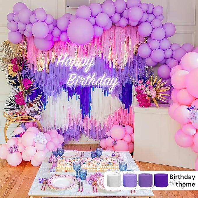 PartyWoo Pink and Purple Crepe Paper Streamers 4pcs 328ft Pack of