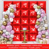 Red Square Foil Balloons 25 Pcs Metallic Red Balloons Wall Backdrop