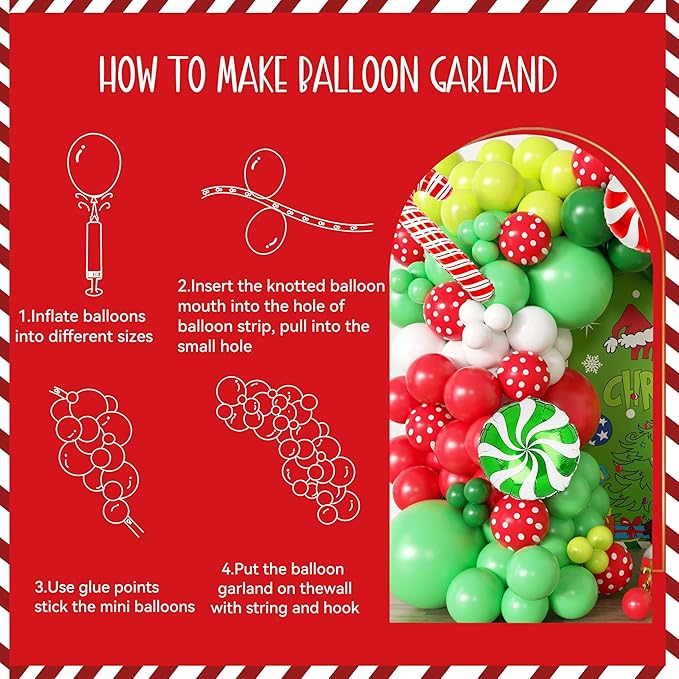104pcs Whimsical Christmas Balloon Garland Arch Kit with Giant Candy