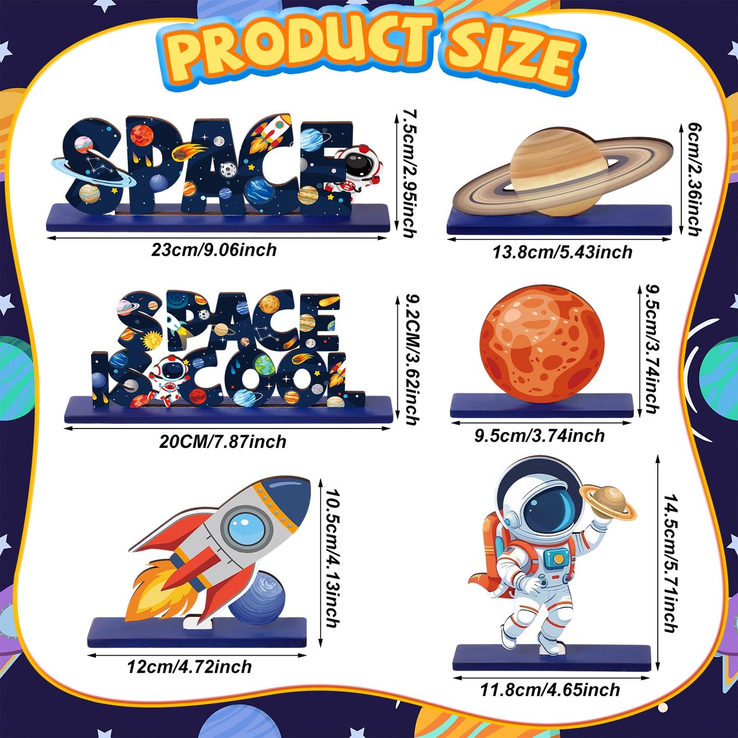 6 Pcs Space Theme Party Decoration Outer Space Table