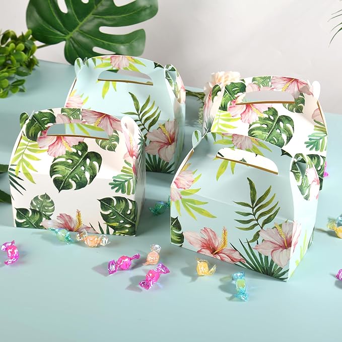 DjinnGlory 36 Pack Hawaiian Luau Party Favor Treat Boxes Gable Boxes