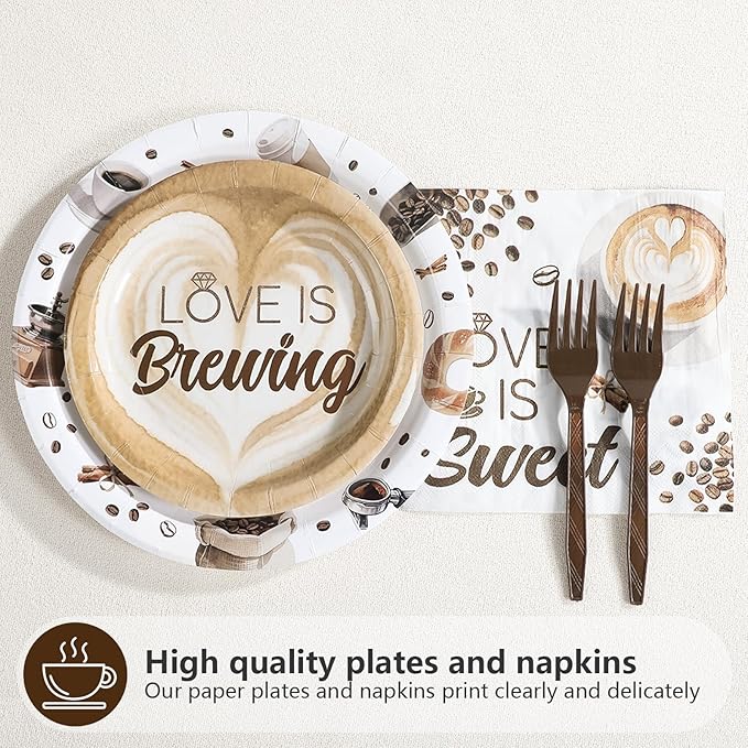 Love is Brewing Bridal Shower Decorations 96Pcs Coffee Themed Bridal
