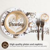 Love is Brewing Bridal Shower Decorations 96Pcs Coffee Themed Bridal