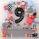 KatchOn, Giant Checkered Number 9 Balloon - 40 Inch | Foil 9 Birthday