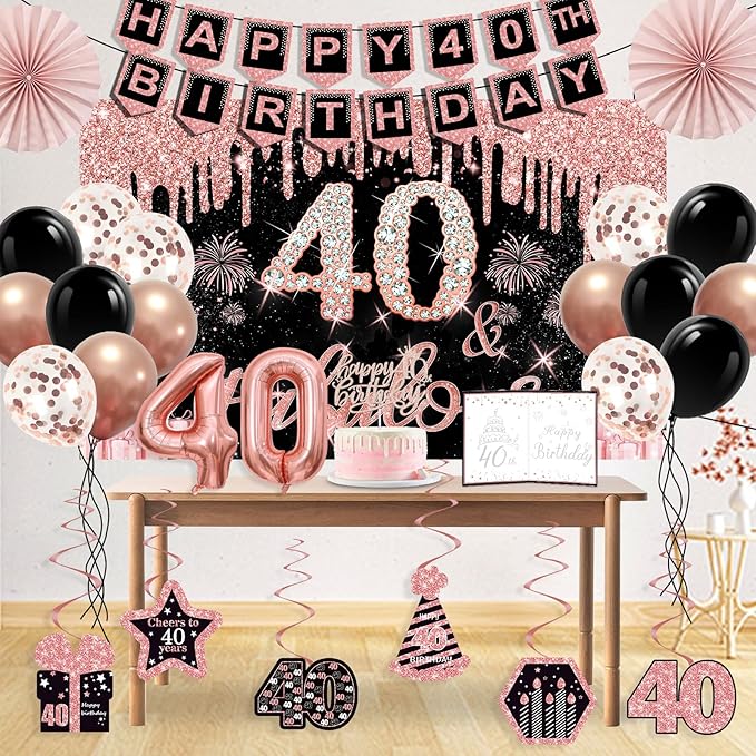 40th Birthday Decorations for Women 32PCS 40th Birthday Party