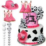 25PCS Cowgirl Cake Decorations Cowgirl Hat and Boot Cake Toppers Disco