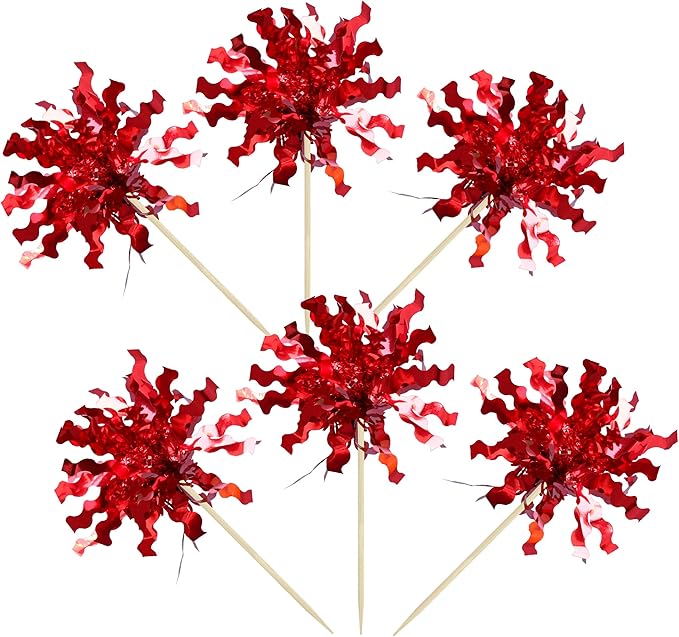 Gyufise 30Pcs Foil Firework Cupcake Toppers Sparkle Tinsel Cake #10