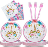 96 Pcs Unicorn Party Plates and Napkins Set Include Magical Unicorn