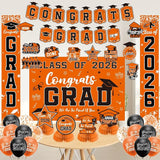 Graduation Decorations 2026 Orange Set, Congrats Grad Decor Set with