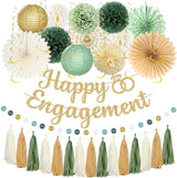 Engagement Party Decorations Green and Gold Glitter Happy Engagement