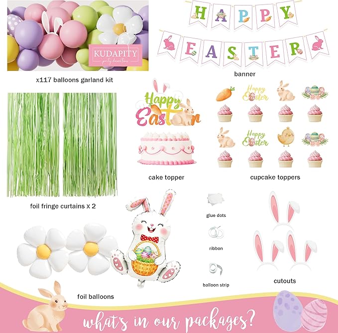 Easter Party Decorations Kit Happy Easter Bunny Party Supplies for