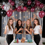 Burgundy Balloon Arch Kit,Black Gold Maroon Balloon Garland with Star