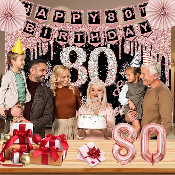 80th Birthday Decorations for Women 32PCS 80th Birthday Party